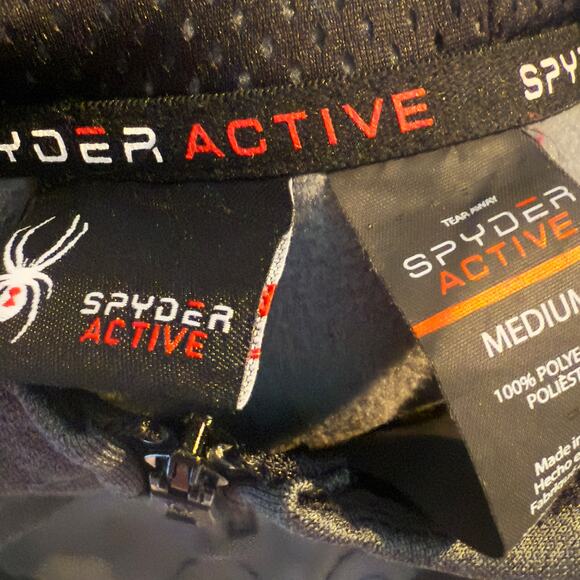 Spyder Active Quarter-Zip Hoodie Pullover SPM804R Black Gray Men's Medium - Picture 5 of 7